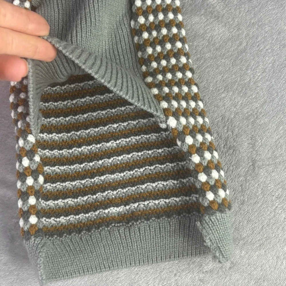 Dog Sweater Size Medium Grey‎ Brown White Honeycomb Knit Turtleneck Vest